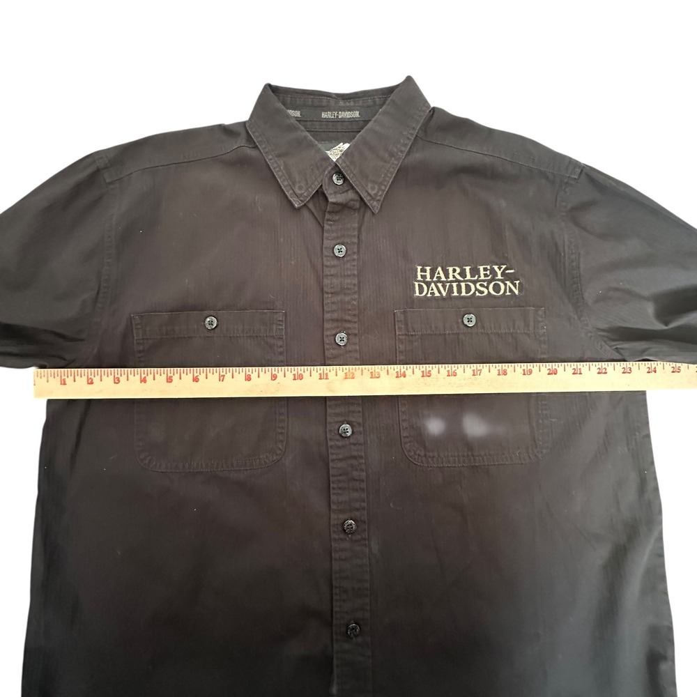 Harley Davidson Shirt Men's Large Black Short Sleeve Work Shirt Embroidered Logo - Picture 7 of 11
